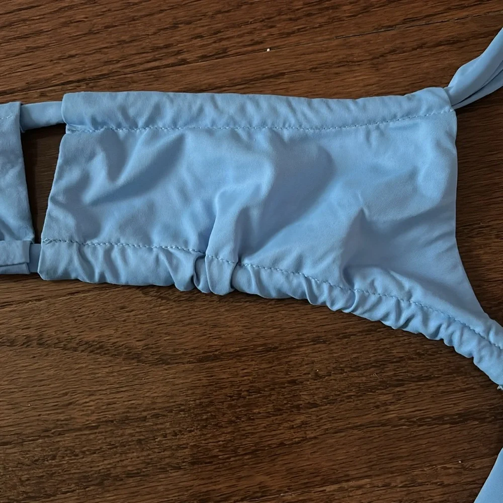 Frankie's Bikinis Willow Bikini Top Chambray size small